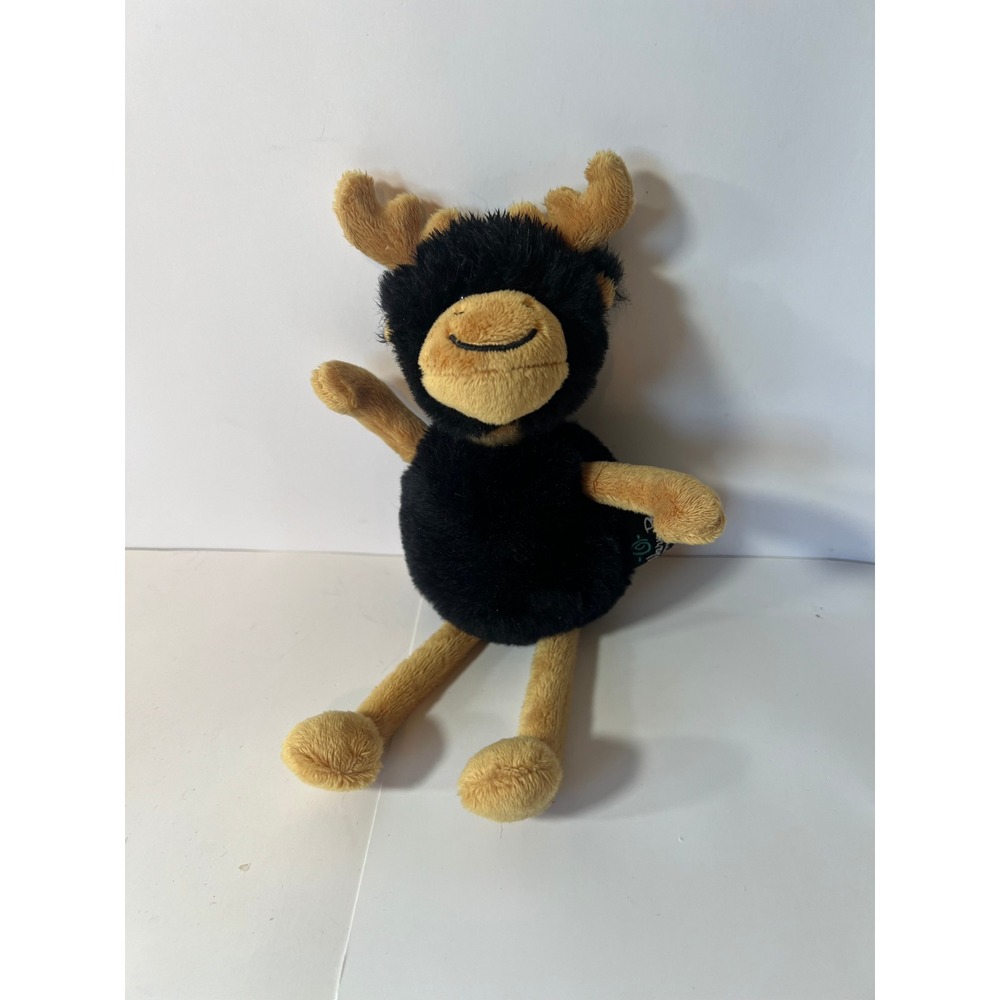 Warm Buddy Moose Plush Stuffed Animal Black Tan Fuzzy Soft Toy 11 inch